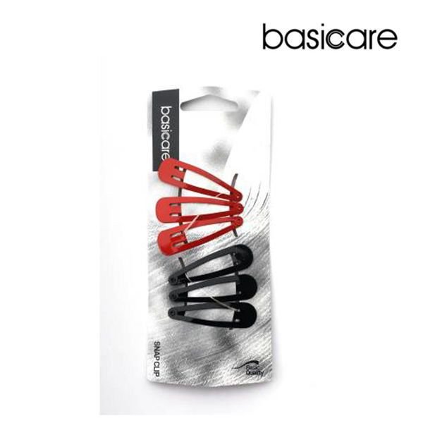 Picture of Basicare snap clip 4.8 cm scarlet & black pack of 6 #3317